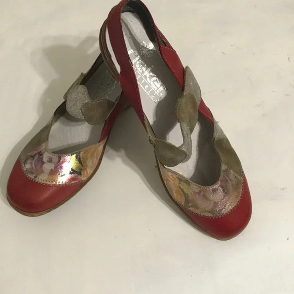 Rieker Women's Shoes, Sling Pumps red & mettalic size 37 - Picture 3 of 10